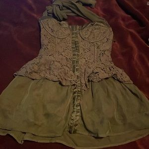Vintage Corset Halter Peplum Top